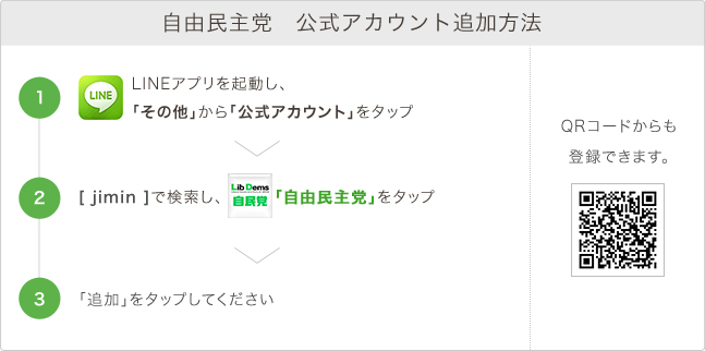 自由民主党　公式アカウント追加方法