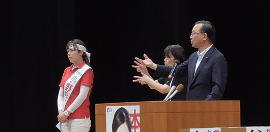 「アベノミクスを突き進める」谷垣禎一幹事長 岡山市で訴える