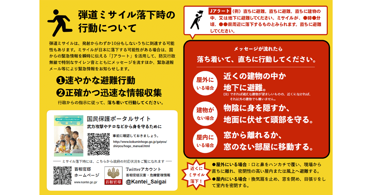 弾道ミサイルが飛んでくる、どうすれば?