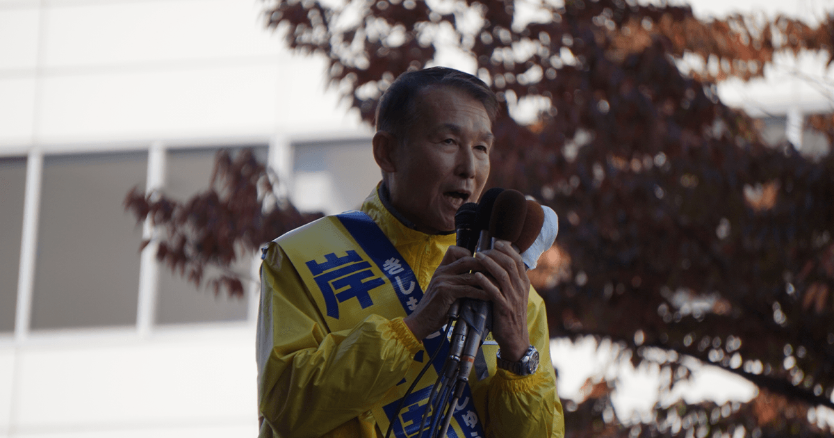 和歌山県知事選 岸本周平候補、魂の第一声で支持を訴える