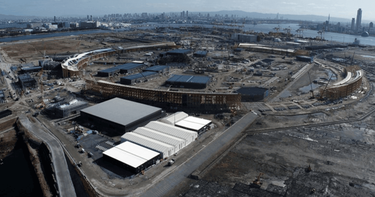 大阪・夢洲の工事風景