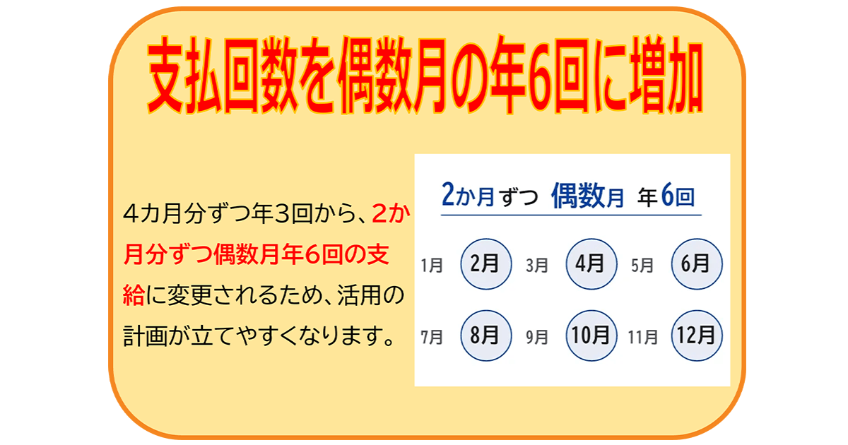 支払回数を偶数月の年6回に増加