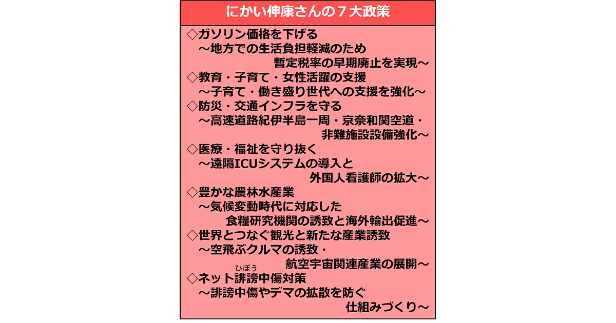 にかいさんが取り組む主要7大政策。
