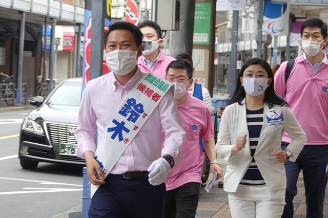 牧島青年局長が都議選台東区・鈴木純候補、品川区・沢田ひろかず候補の応援に