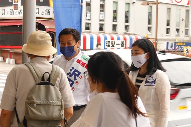牧島青年局長が都議選台東区・鈴木純候補、品川区・沢田ひろかず候補の応援に