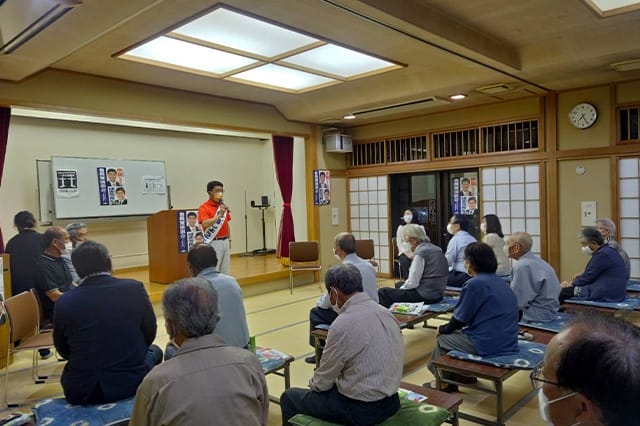 牧島青年局長が都議選八王子市・西山まさる候補、伊藤しょうこう候補の応援に